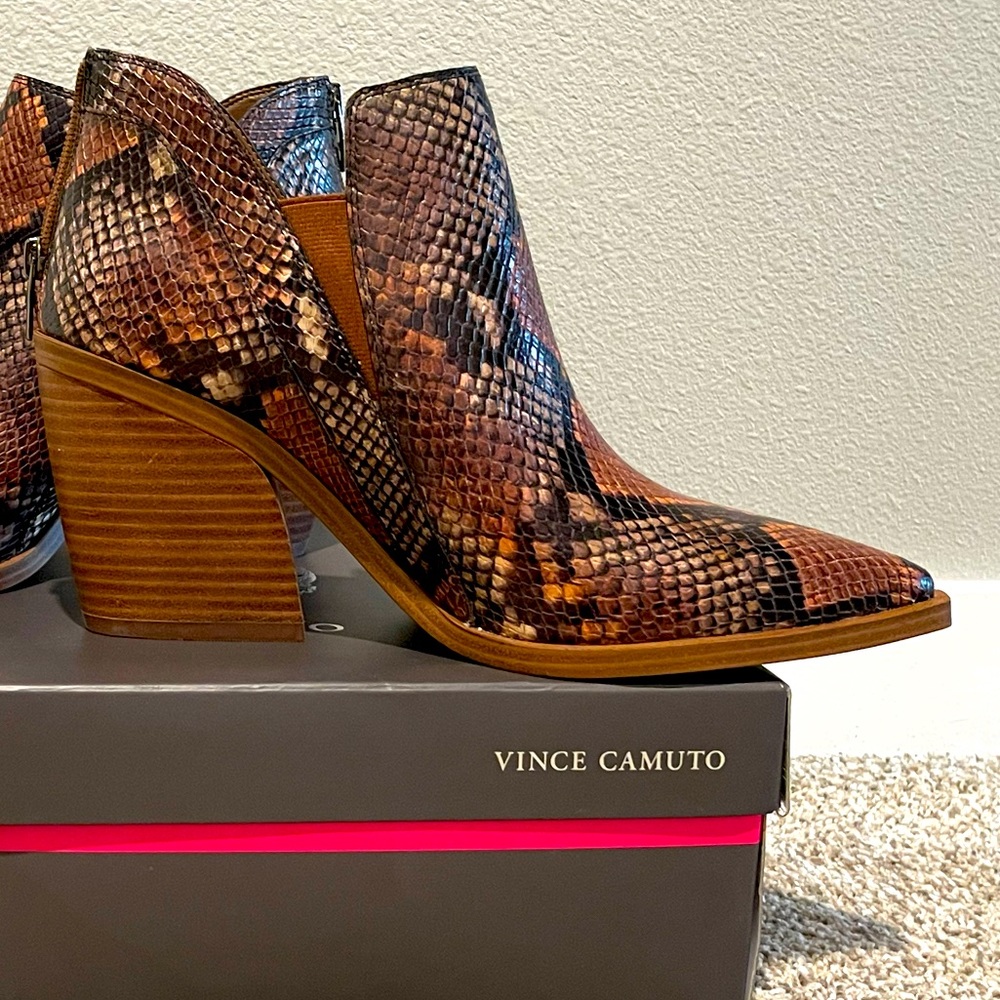 Vince Camuto Snake Skin Leather Booties